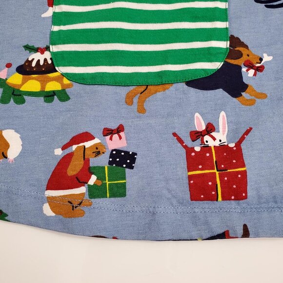 Mini Boden Girls Printed Jersey Tunic Dress Festive Pets 7-8Y Cotton Poc… - Picture 6 of 11